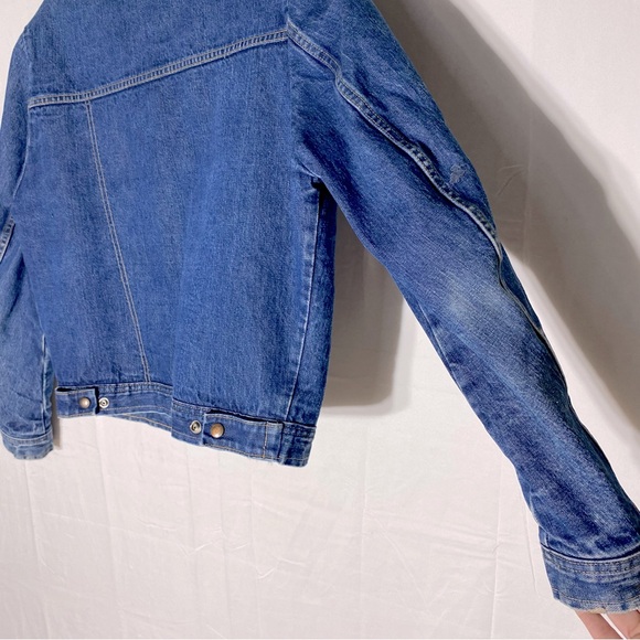 Vintage Olympic Med Wash Blue Denim Sherpa Lined Jean Jacket M - Picture 14 of 16